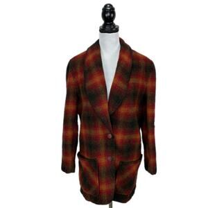 Vintage American Eagle Wool Dark Plaid Heritage Blazer Made in USA - Women's M